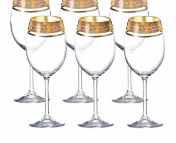 Ly rượu vang Sylvia mạ vàng hoạ tiết dân tộc 350ml